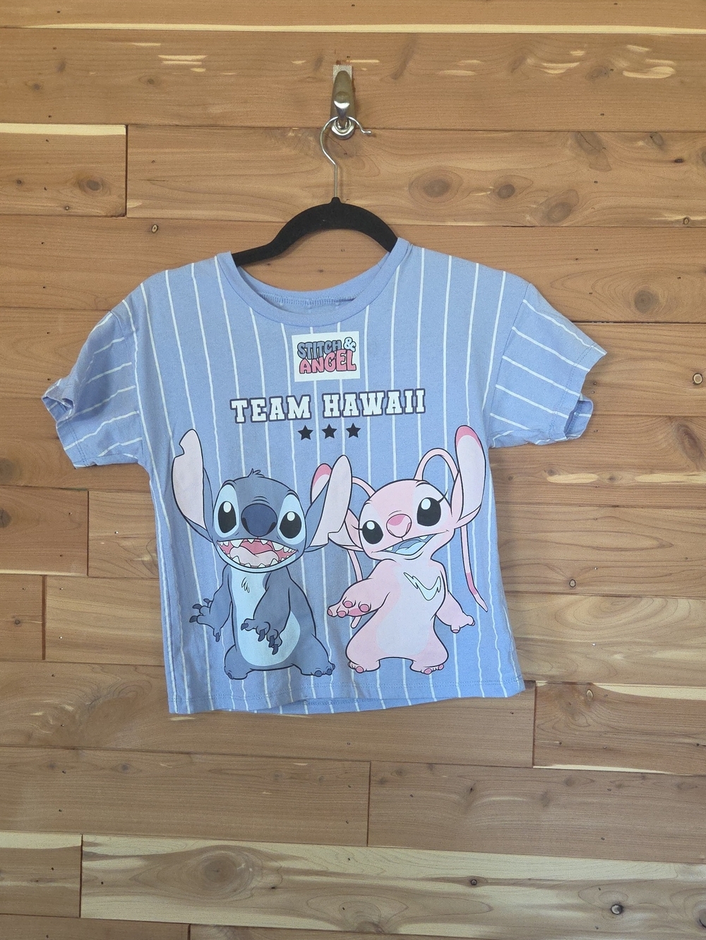 Disney Light Blue Stitch & Angel 'Team Hawaii' Short Sleeve Tee
